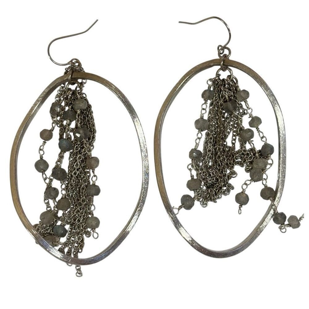 Marcia Moran Dangle Chandelier Rhodium Plated Earring MSrp - $162